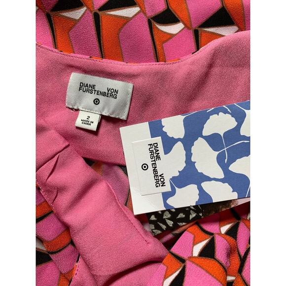 NEW with tags DVF Target Collab Pink Geometric Print Sleeveless Dress Size 2 - Picture 6 of 6